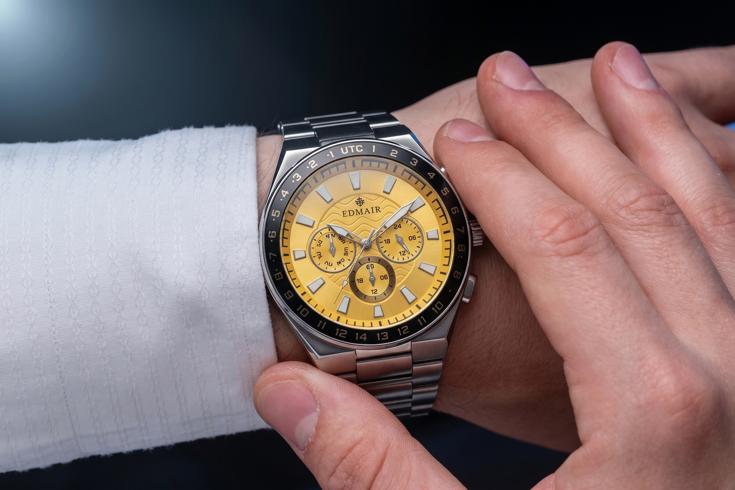EDMAIR AURUM™ Chronograph | Altın Kadran UTC Çerçeveli Erkek Kol Saati