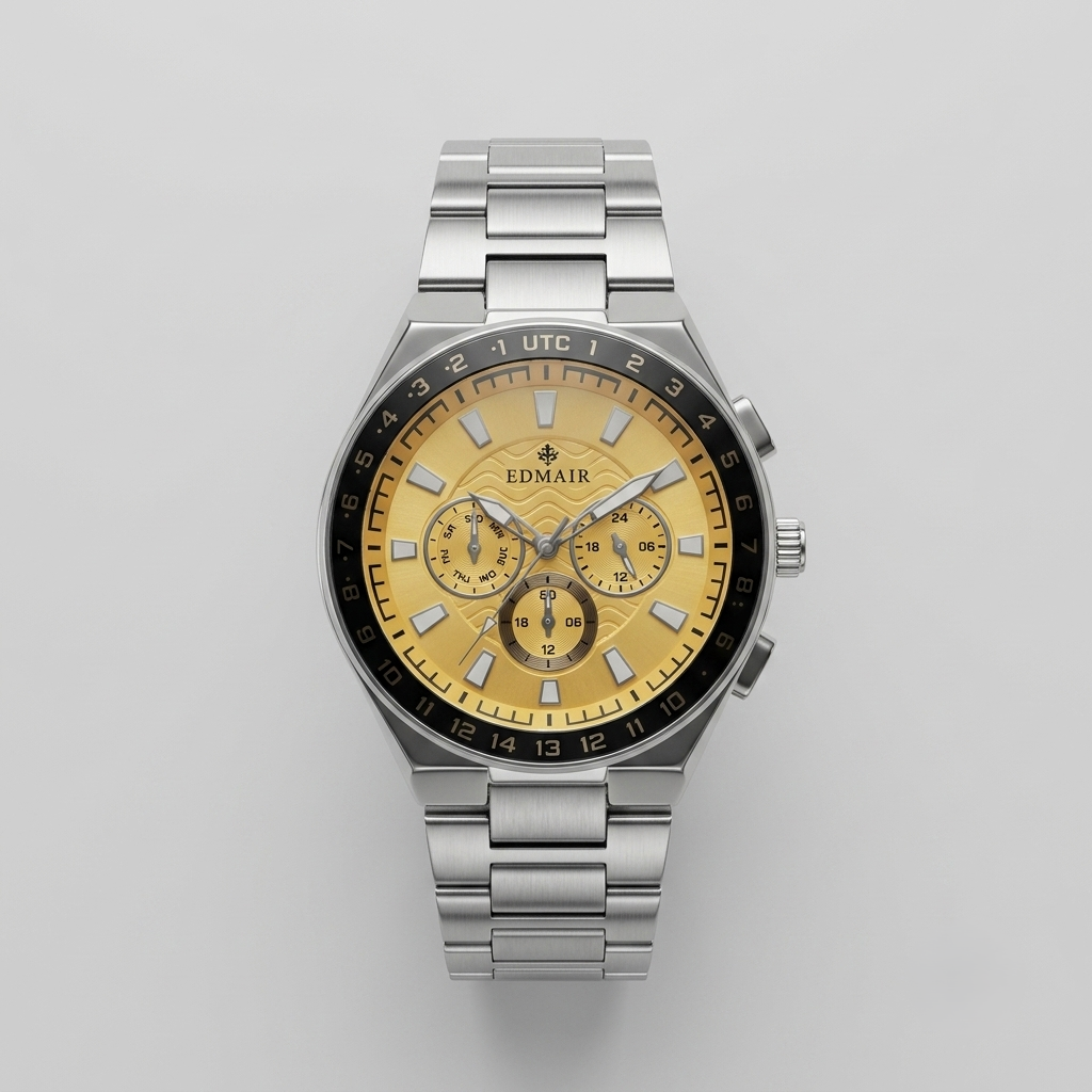 EDMAIR AURUM™ Chronograph | Altın Kadran UTC Çerçeveli Erkek Kol Saati
