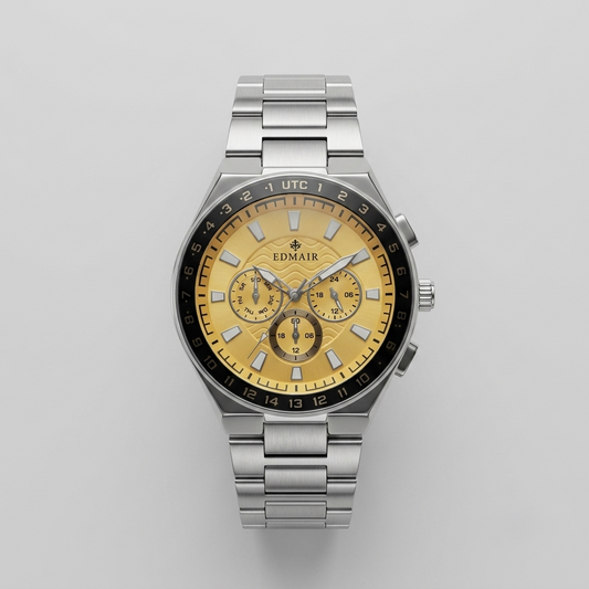 EDMAIR AURUM™ Chronograph | Altın Kadran UTC Çerçeveli Erkek Kol Saati