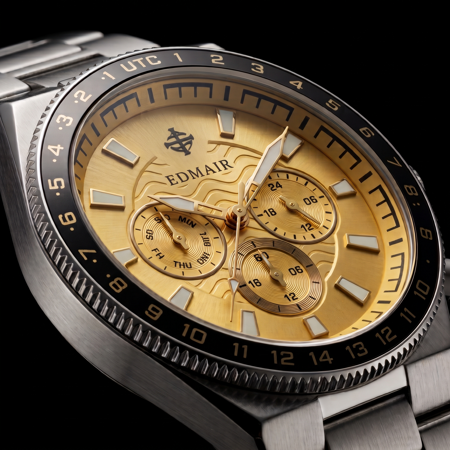 EDMAIR AURUM™ Chronograph | Altın Kadran UTC Çerçeveli Erkek Kol Saati