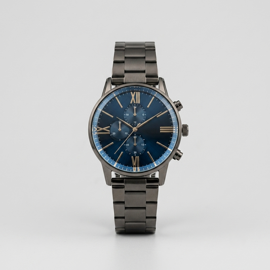 EDMAIR TITANIUM™ Chronograph | Füme Çelik Mavi Kadran Erkek Kol Saati