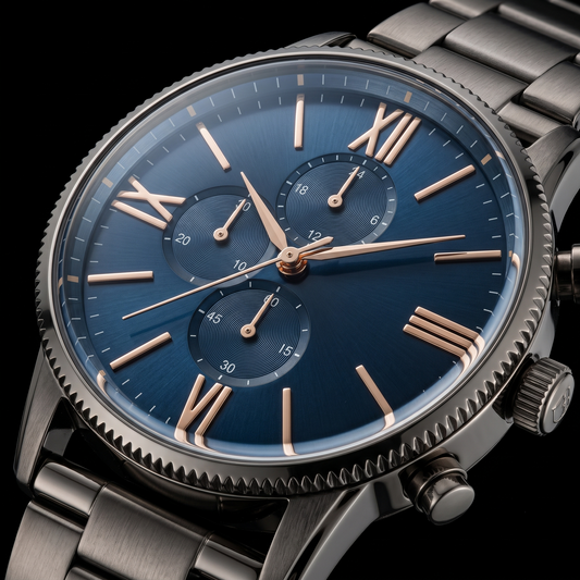 EDMAIR TITANIUM™ Chronograph | Füme Çelik Mavi Kadran Erkek Kol Saati