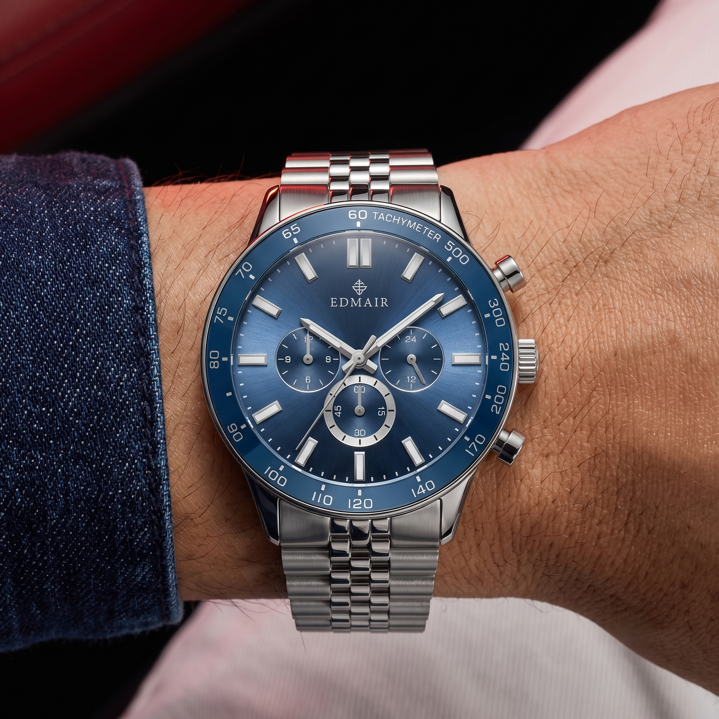 EDMAIR MERIDIAN™ Chronograph | Takimetreli Mavi Kadran Erkek Kol Saati