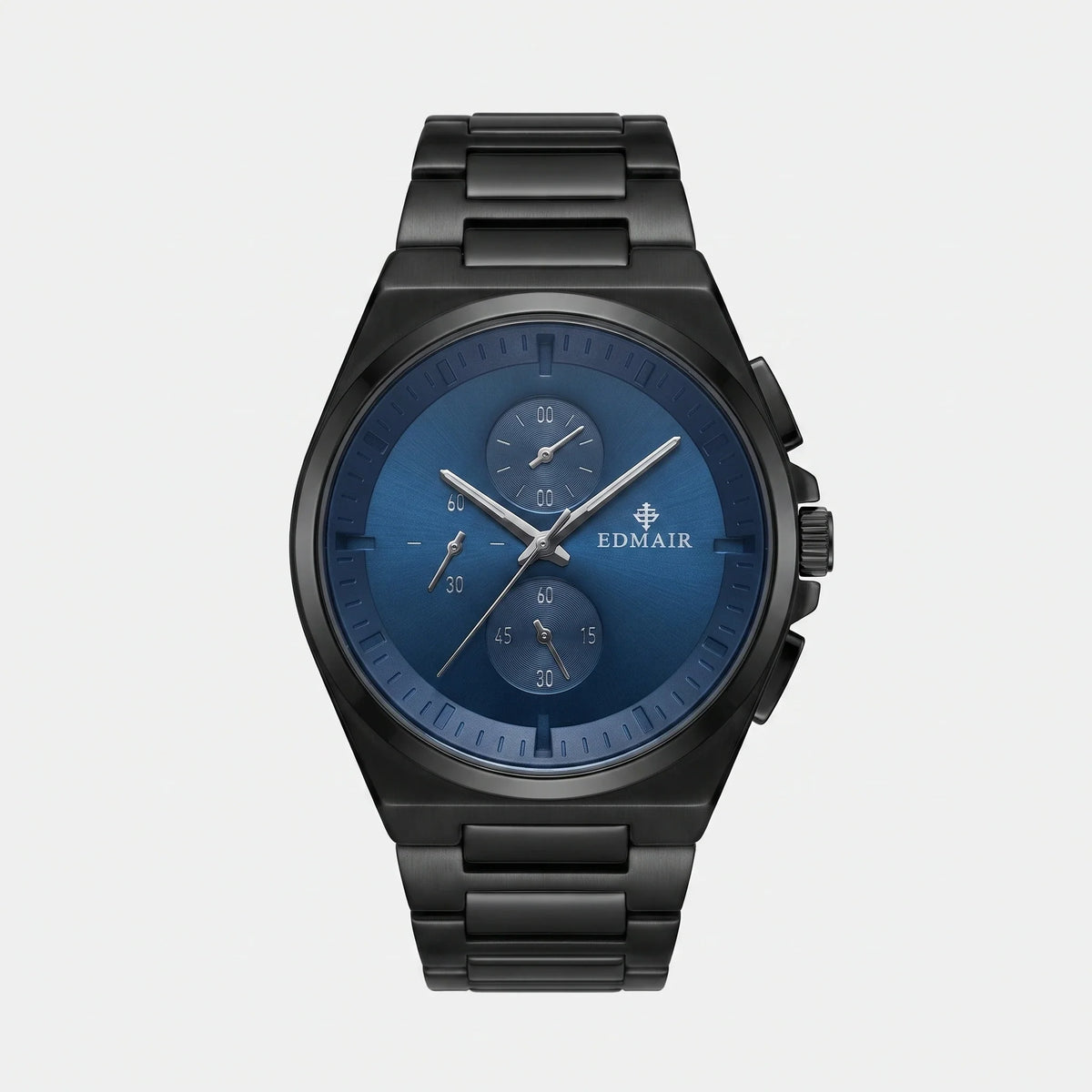 EDMAIR NOCTIS Chronograph siyah kasa mavi kadran erkek kol saati önden görünüm